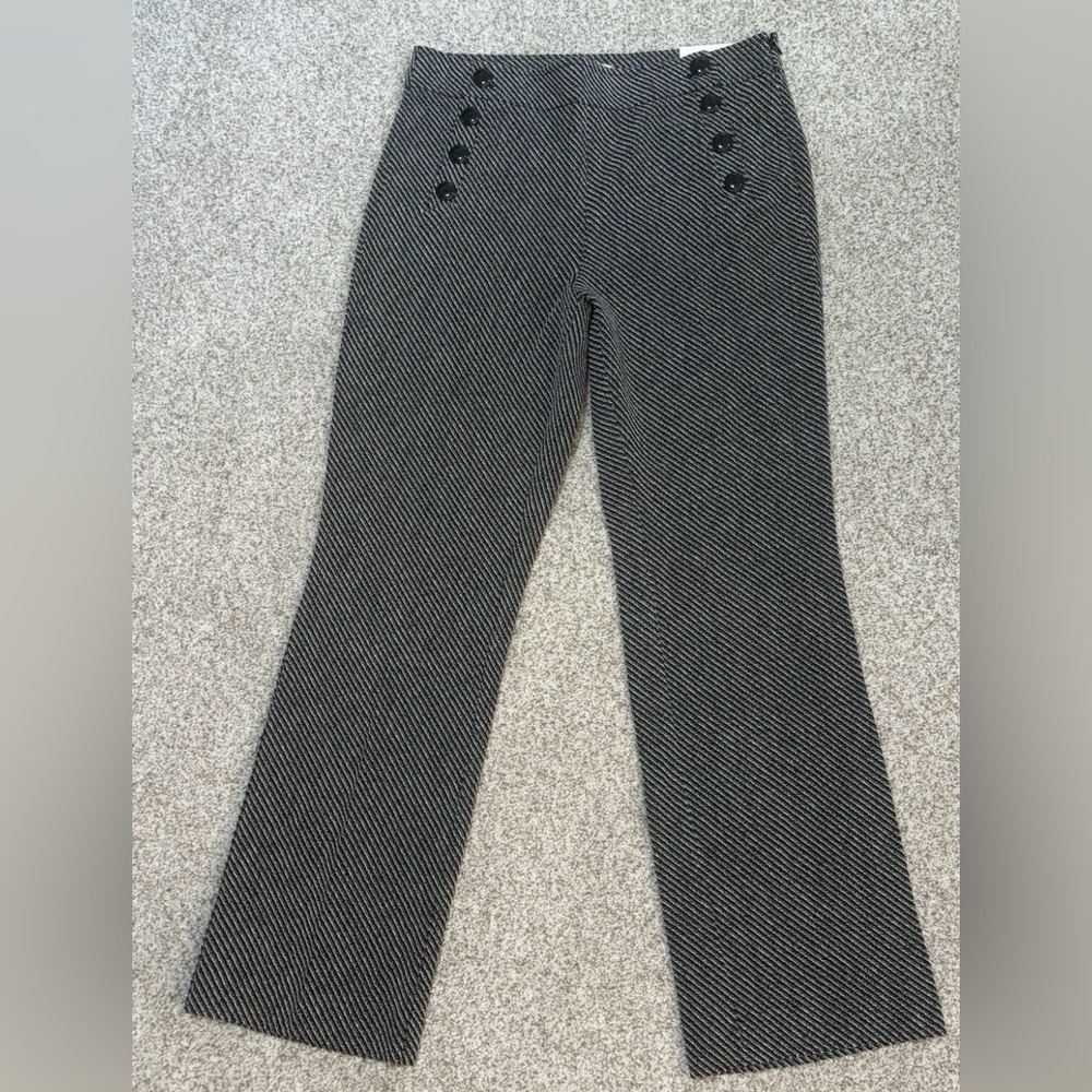 Ann Taylor LOFT Black White Tweed Pants High Waist Wide Leg Trousers Size 6 - Picture 10 of 10